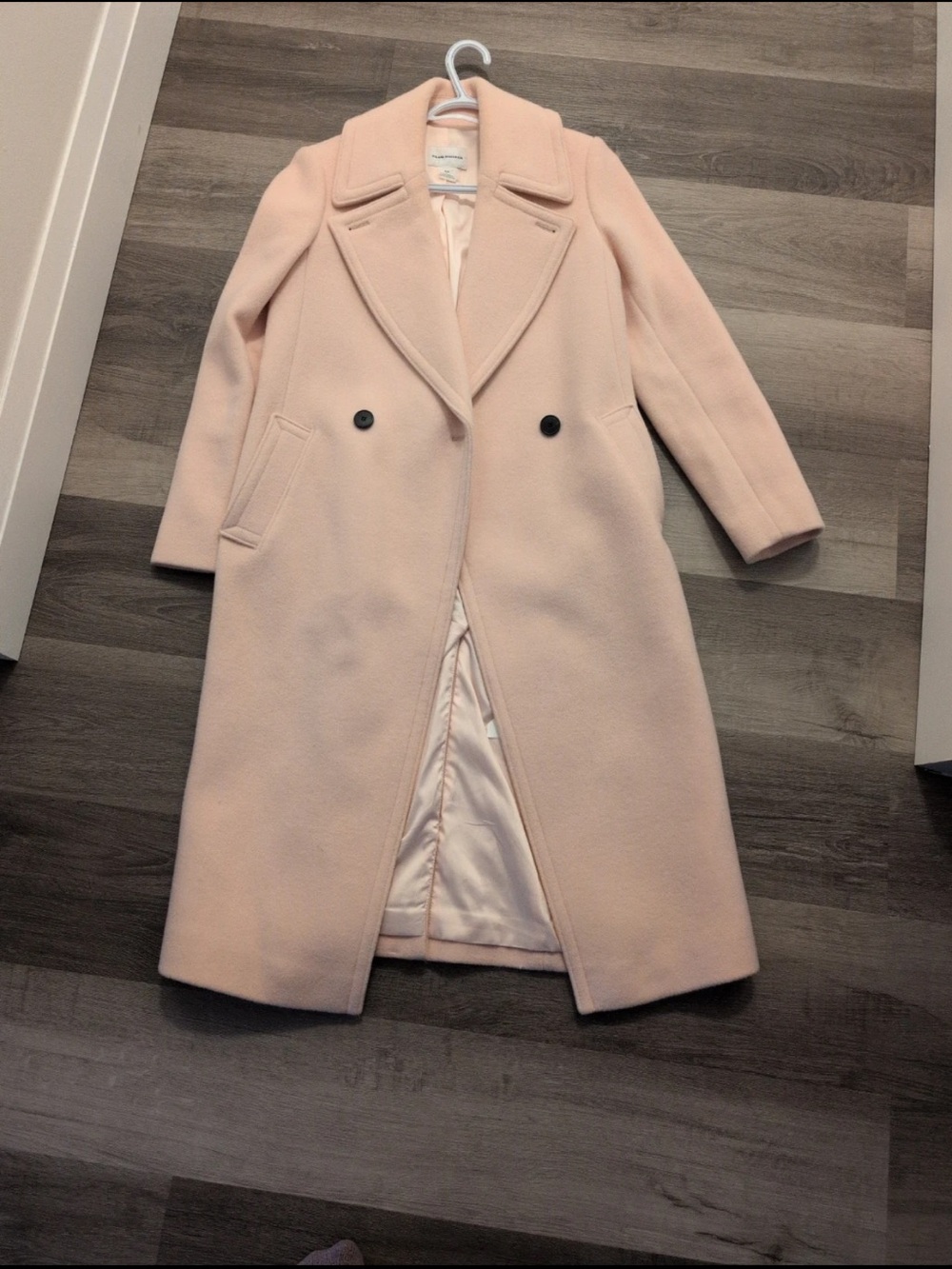 Club Monaco Light Blush Double-Breasted Wool Pea Coat